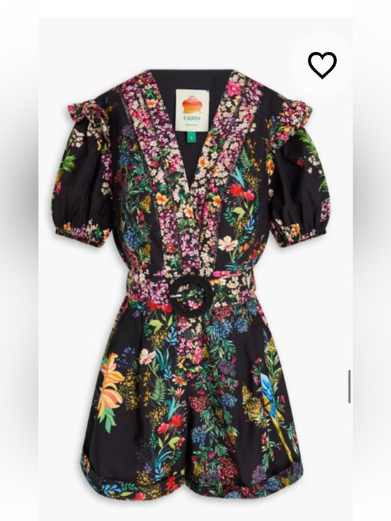 FARM Rio Pants - FARM Rio Black Multicolor Floral Belted Romper